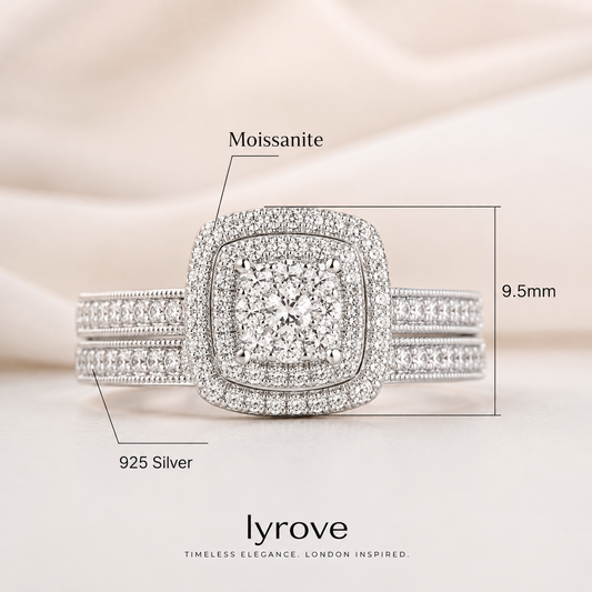 Lyrove™ 2-Piece Moissanite Engagement Ring Set