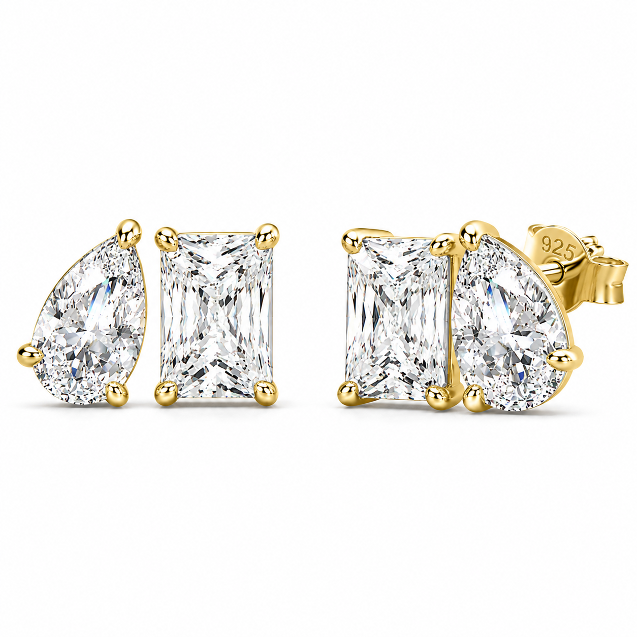 Lyrove 4CTTW Marquise & Pear Moissanite Stud Earrings