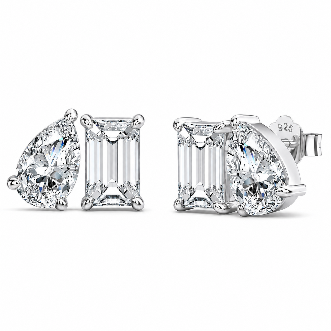 Lyrove 4CTTW Marquise & Pear Moissanite Stud Earrings