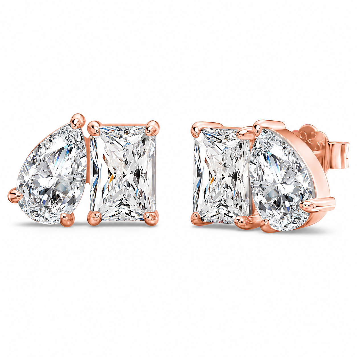 Lyrove 4CTTW Marquise & Pear Moissanite Stud Earrings