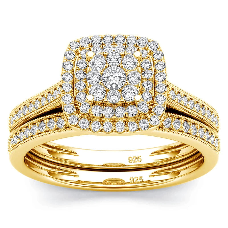 Lyrove™ 2-Piece Moissanite Engagement Ring Set