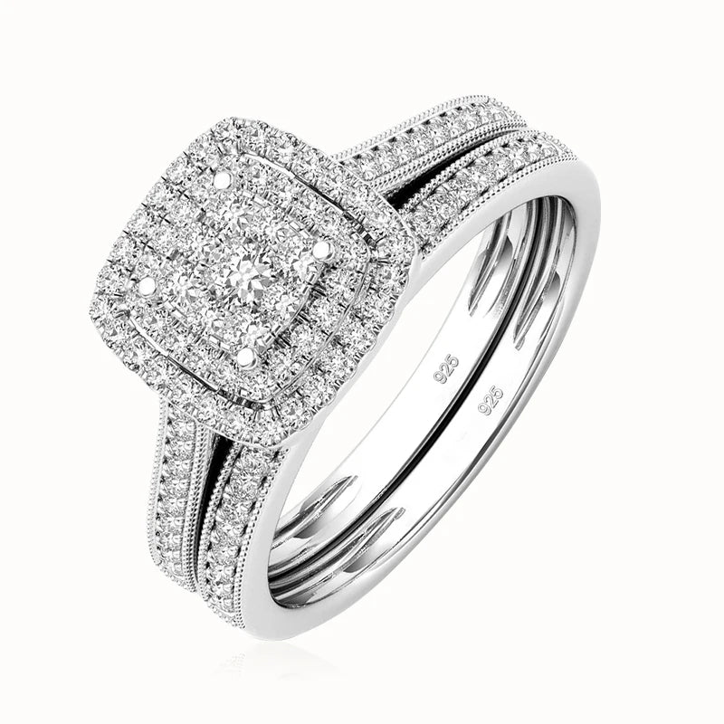 Lyrove™ 2-Piece Moissanite Engagement Ring Set
