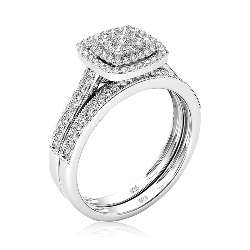 Lyrove™ 2-Piece Moissanite Engagement Ring Set