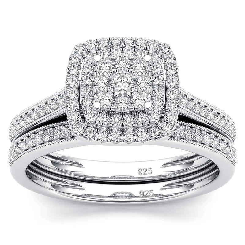 Lyrove™ 2-Piece Moissanite Engagement Ring Set